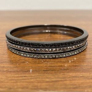 Set of three pewter/black tone bangle bracelets